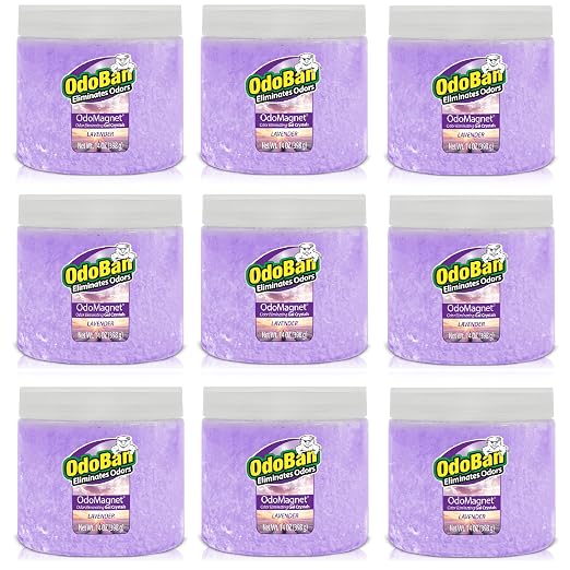 OdoBan OdoMagnet Odor Eliminator Gel Crystals, 14 Ounce 9-Pack, Lavender Scent