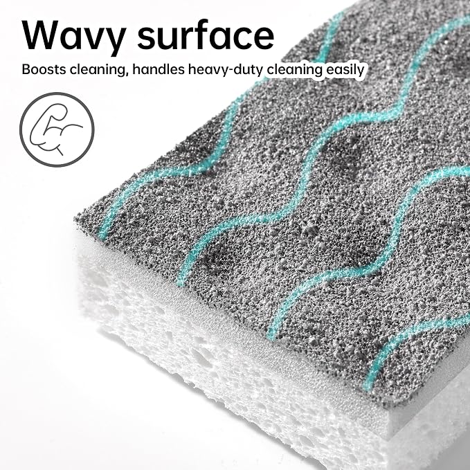 JOYMOOP Textured Clean Sponges, Dual-Sided Non-Scratch Soft Scrub Dish Sponge, Safe for Non-Stick Cookware, Kitchen and Household Cleaning, 36 Pack [Grey & White]