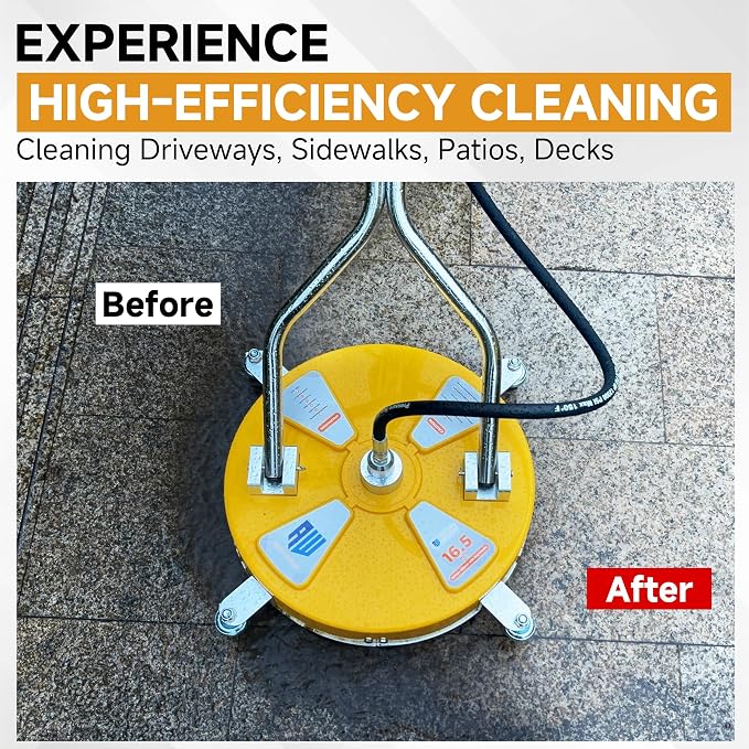 RIDGE WASHER Power Washer Surface Cleaner with Dual Handle, 16.5 Inch | Pressure Washer Surface Cleaner with 4 Wheels, 4000 PSI, For Driveways, Sidewalks, Patios, Decks