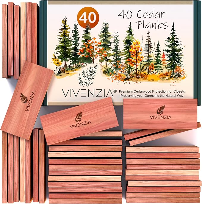 Cedar Blocks for Clothes Storage, 40 Cedar Planks, Cedar Blocks for Closet, Cedar for Closets, Natural Closet Smell Eliminator,Natural Closet Deodorizer,Drawer Fresheners for Dresser
