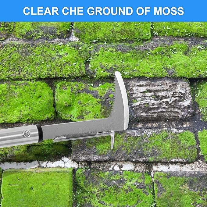 BARAYSTUS Crack Weeder, Stainless Steel Manual Crevice Weeding Tool, Long Handle Weed Grabber Remover, L-Shaped Manual Weeder Puller, Durable Crevice Weeding Tool for Sidewalk Garden Patio Lawn