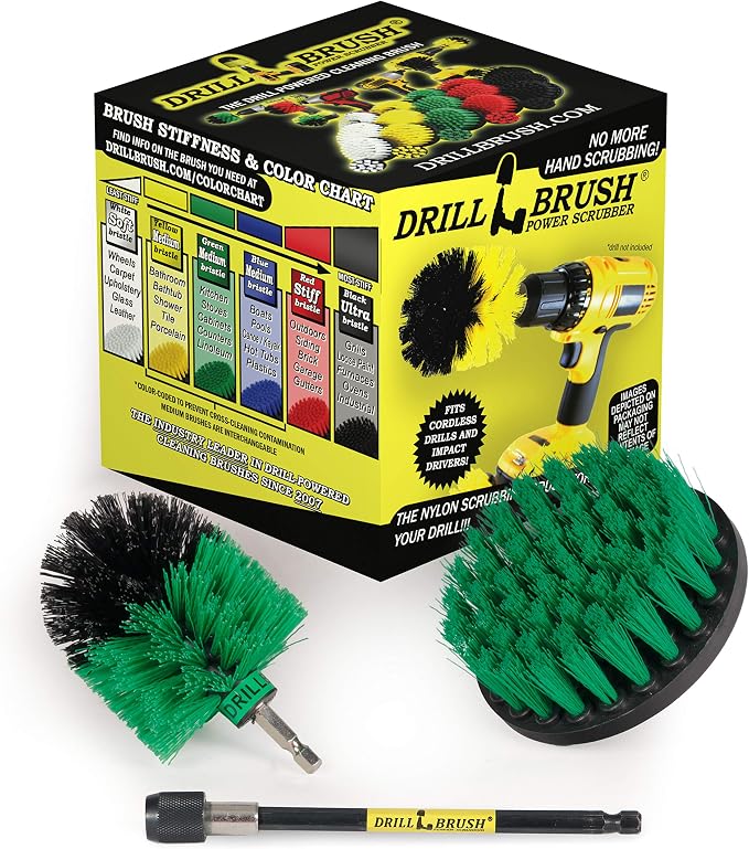 Drill Brush Kitchen Accessories - Oven Scrubber Brush Set - Household Brush | Kitchen Cleaning Extension Kit - Kitchen Sink Hard Water Remover - Kitchen Cleaning Supplies - Countertop Cleaning Brush