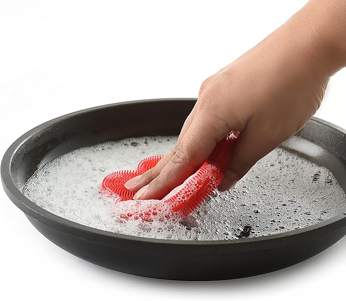 Norpro Red Flower-Shaped Silicone Dish Brush Scrubber