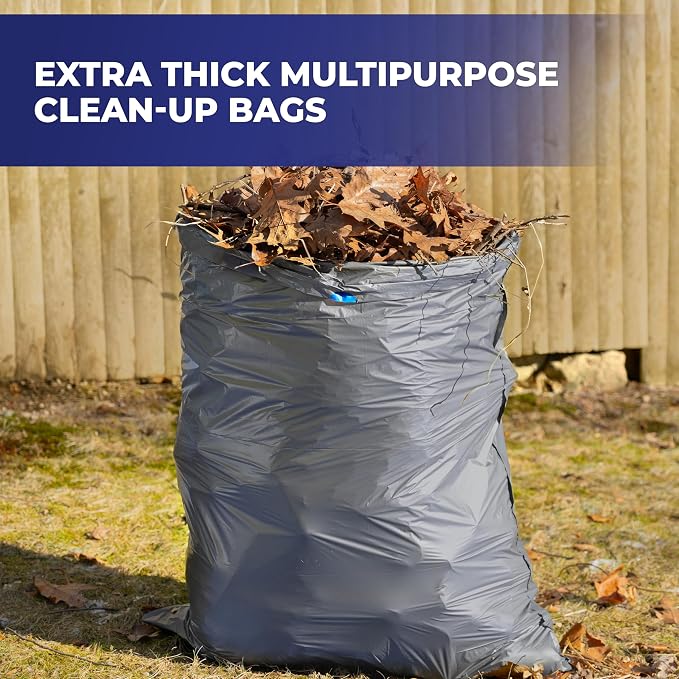 Hefty Steelsak Heavy Duty 39 Gallon Trash Bags, Gray, Unscented, 30ct | 39G Heavy Duty Trash Bags, 1.05 Mil Thick, Tear-Resistant Drawstrings, Resists Punctures, For Indoor and Outdoor Use