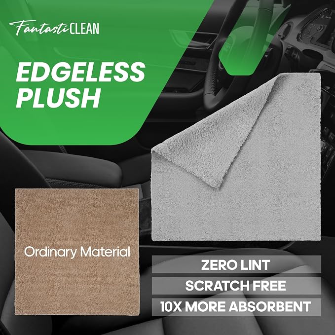 Fantasticlean Thick Microfiber Towel Roll, 14" x 14", 20 Pack, Grey | Tear Away Detailing Cloth, Ultra Absorbent, Scratch-Free, Fluffy Coral Fleece, 230 GSM, for Car, Home