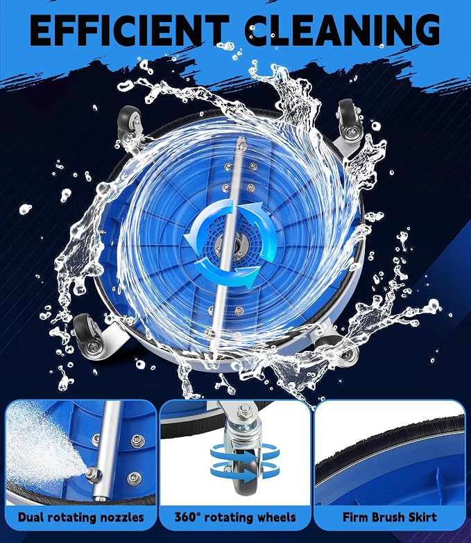 M MINGLE 20” Pressure Washer Surface Cleaner, 4500 PSI | Surface Cleaner Power Washing, Pressure Washer Accessories for Driveways, Concretes, Patios, Sidewalks