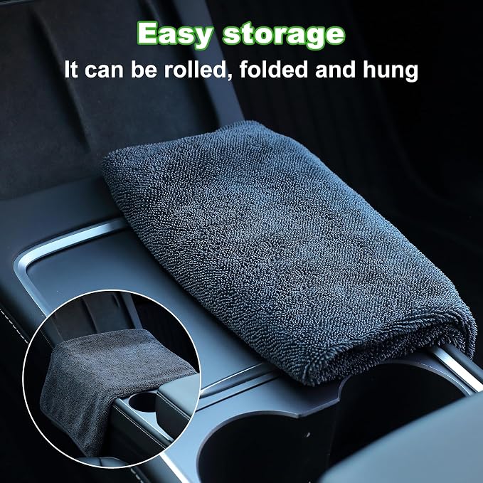 JOYMOOP Microfiber Towels for Cars, 35.4" x 23.6" Car Drying Towel, Dark Gray Reusable Car Towel, Quick Drying Car Microfiber Cleaning Cloth for RVs, SUVs, Trucks