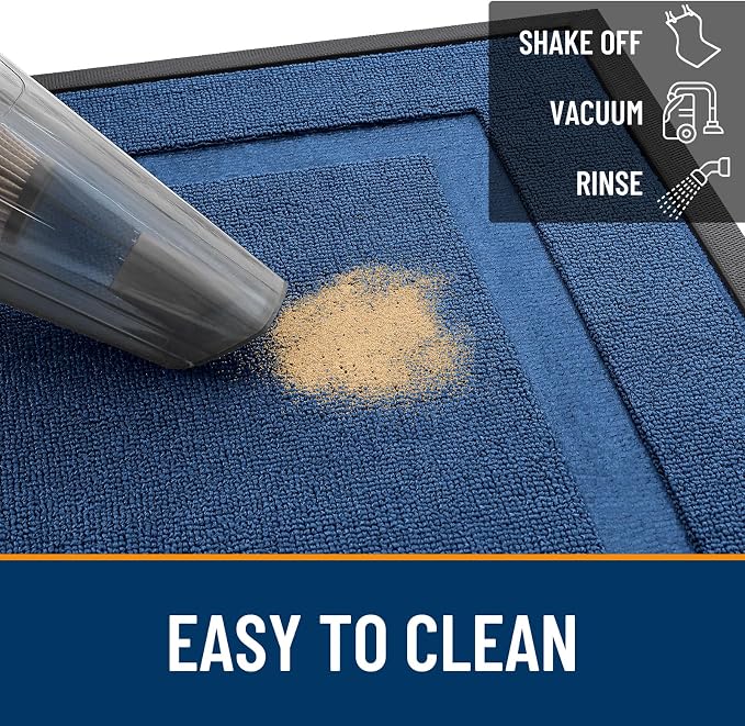 OLANLY Front Door Mat Outside 71x23, All-Season Heavy-Duty Rubber Doormat | Navy Blue, Absorbent, Stain Fade Resistant, Waterproof Non-Slip Backing, Low-Profile Indoor Outdoor Floor Mat for Entryway