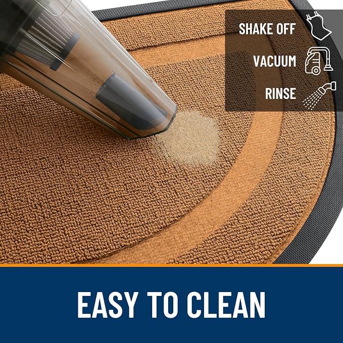 OLANLY Half Circle Front Door Mat Outside 59x34 All-Season Rubber Doormat | Tangerine Orange, Absorbent, Heavy-Duty, Stain and Fade Resistant, Non-Slip Backing, Low-Profile Indoor Outdoor Entryway Mat