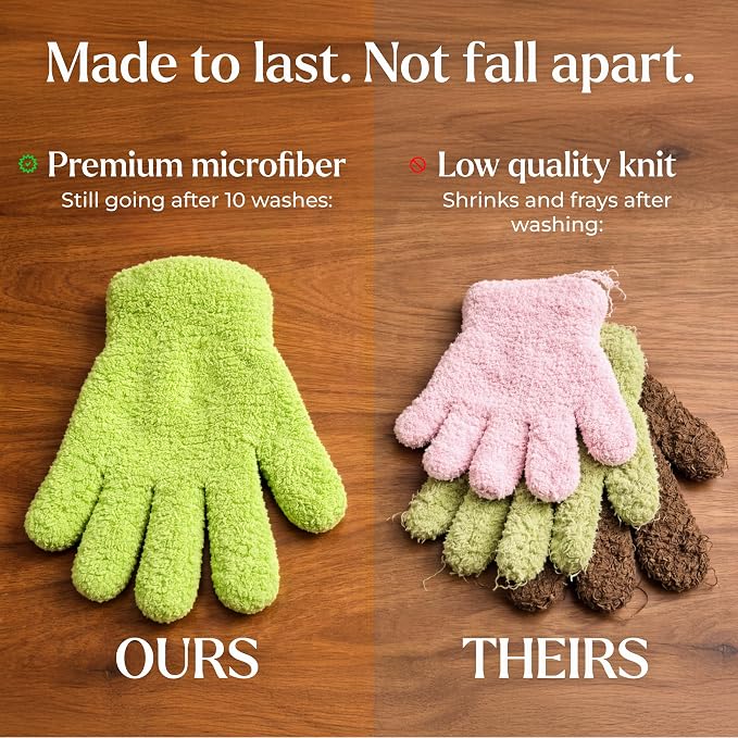 Microfiber Dusting Gloves for Plants, Premium Leaf Cleaning Gloves for Houseplants - Reusable, Lint Free