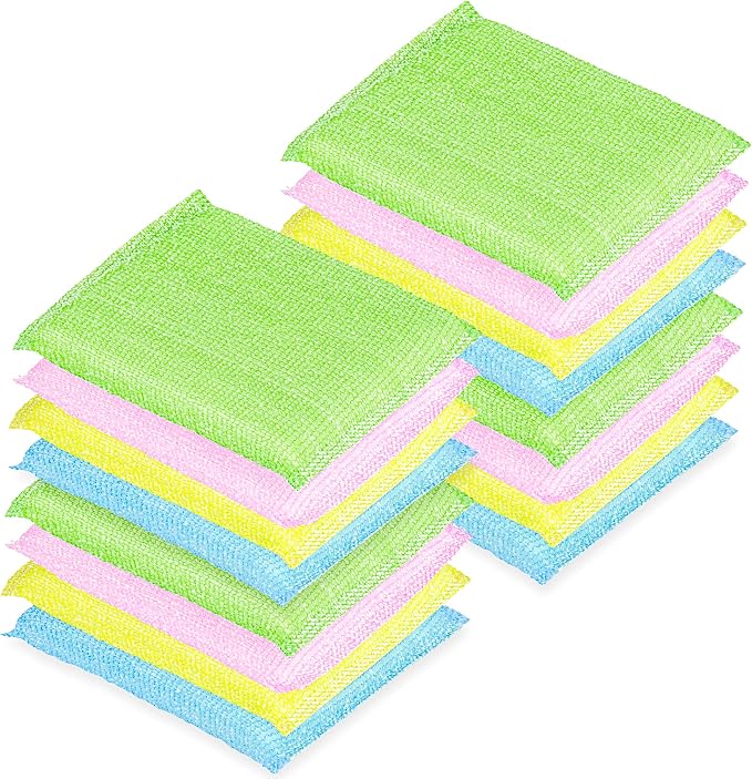 DecorRack 12 Multipurpose Scouring Pads, Non-Scratch Sponge (12 Pack)