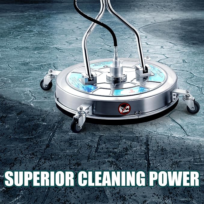 Tool Daily 24" Pressure Washer Surface Cleaner Attachment with Dual Handles | Stainless Steel Driveway Cleaner for Power Washer with Wheels, Pressure Wash Concrete, 4500 PSI