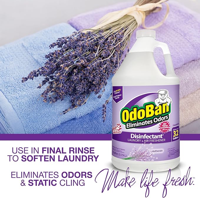 OdoBan Disinfectant Concentrate and Odor Eliminator, Made in the USA, Lavender Scent, 4 Gallons