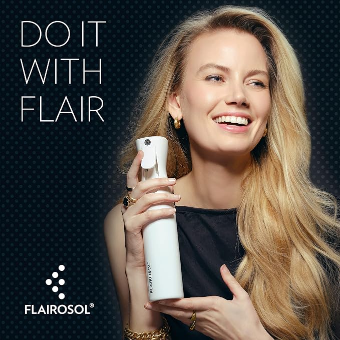FLAIROSOL Original Continuous Mister Spray Bottle, 10.1oz, White/Coral | For plants, hairstyling, skin, home, pet care, barbers, salons & cleaning, ultra fine mist water sprayer, versatile