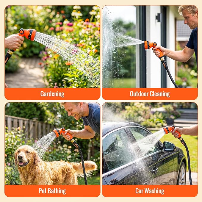 Nitigo Ultra Lightweight Garden Hose 50 FT, 2 Pounds | Wear-Resistant Nylon Outer Layer, Non-Expanding Flexible Water Hose, Kink-Free, 10-Function Sprayer, Burst 280 PSI, 3/4" GHT