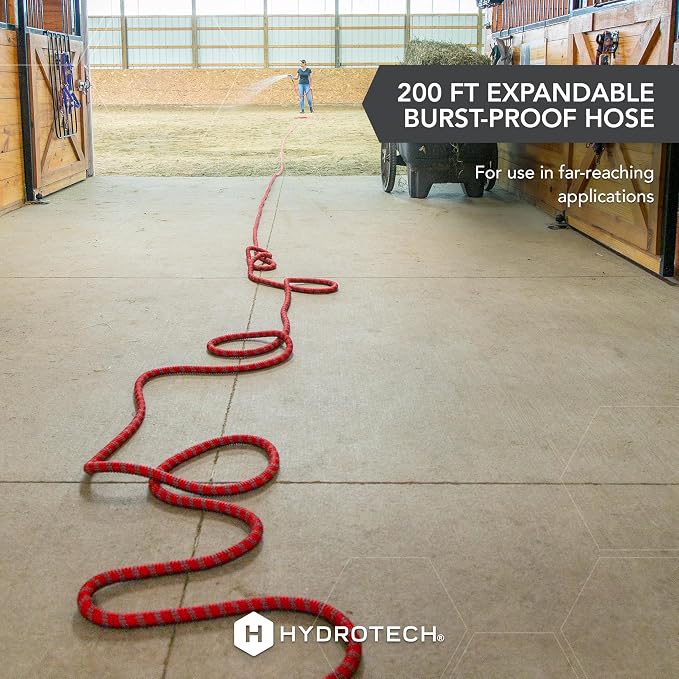 HydroTech Pro Series 200 ft Max Flow Garden Hose, 3/4 in Diameter | Patented Force Control Technology delivers 2x max water flow with lightweight, kink-free performance and compact storage.