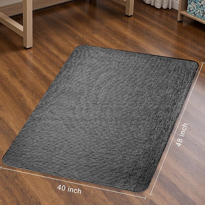 Sycoodeal Office Chair Mat for Hardwood & Tile Floor, 40" x 48" Heavy Duty Computer Gaming Chair Mat for Rolling Chairs Non-Curve, Anti-Slip, Floor Protector for Home Office (Black)