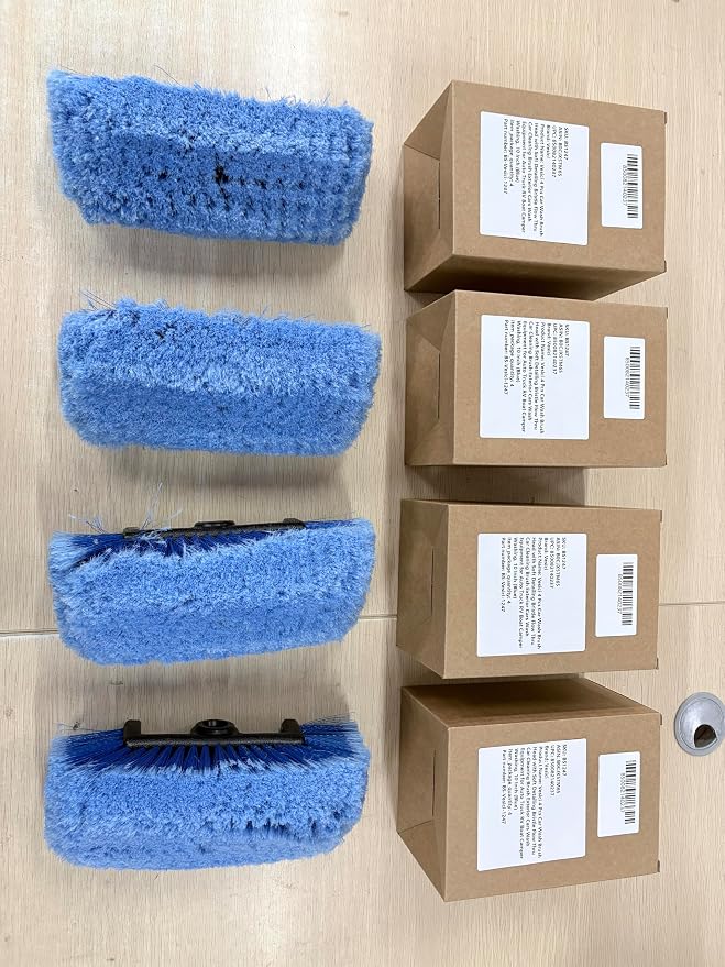 Vesici 4 Pcs Car Wash Brush Head with Soft Detailing Bristle Flow Thru Car Cleaning Brush Exterior Cars Wash Equipment for Auto Truck RV Boat Camper Washing, 10 Inch (Blue)