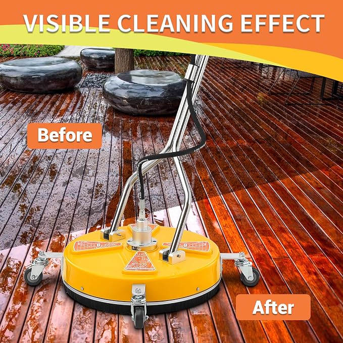 Tool Daily 20" Pressure Washer Surface Cleaner with Dual Handle, 4500PSI | Power Washer Surface Cleaner Attachment with 4 Wheels, Pressure Washer Accessory for Driveway Sidewalk Deck Patio Cleaning