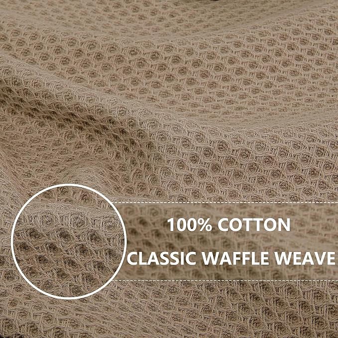 Homaxy 100% Cotton Waffle Weave Kitchen Dish Cloths 24-Pack, Tan | 12 x 12 Inches, Ultra Soft Absorbent Dish Towels, Quick Drying Dish Rags with Hanging Loop