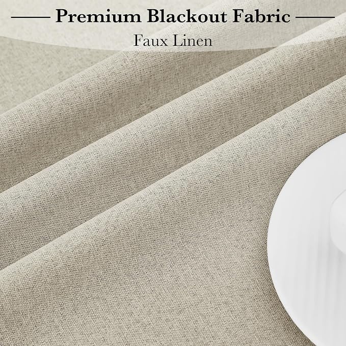 RYB HOME 100% Blackout Curtains for French Door, Privacy Lightweighted Door Window Curtains Thermal Insulated for Kitchen Living Room Easy to Install Blinds, W26 x L69 inch, 1 Pc, Sand