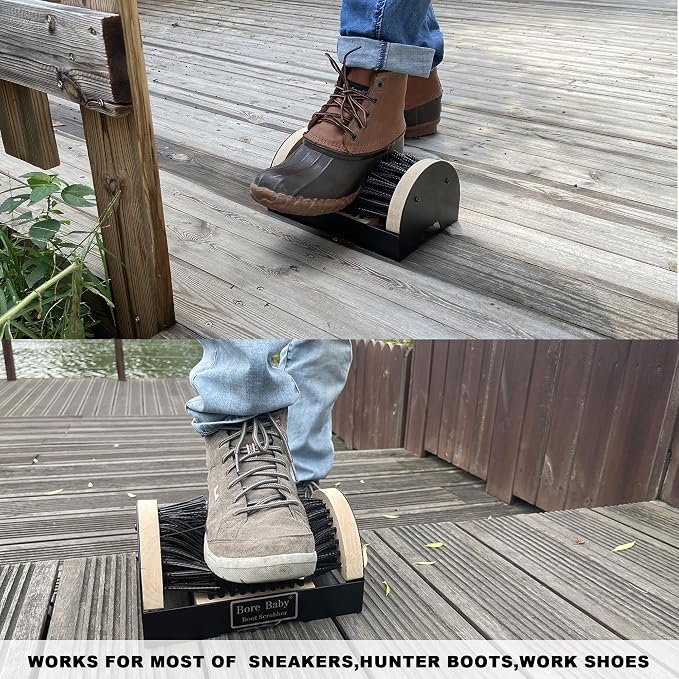 Boot Scrubber Brush Outdoor Heavy Duty Mud Cleaner (2 Pack | Boot scraper with stiff nylon bristles. Removes mud, snow & debris. 2-pack for entryway, work boots & outdoor use