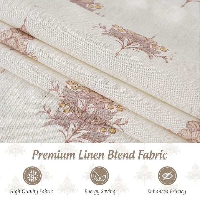 StangH Cordless Floral Linen Roman Shades for Windows, W30 x L64, 1 Panel | Magnetic Window Shades, Floral Printed Pattern, Light Filtering with Privacy, Vintage Farmhouse Decor, for Living Room