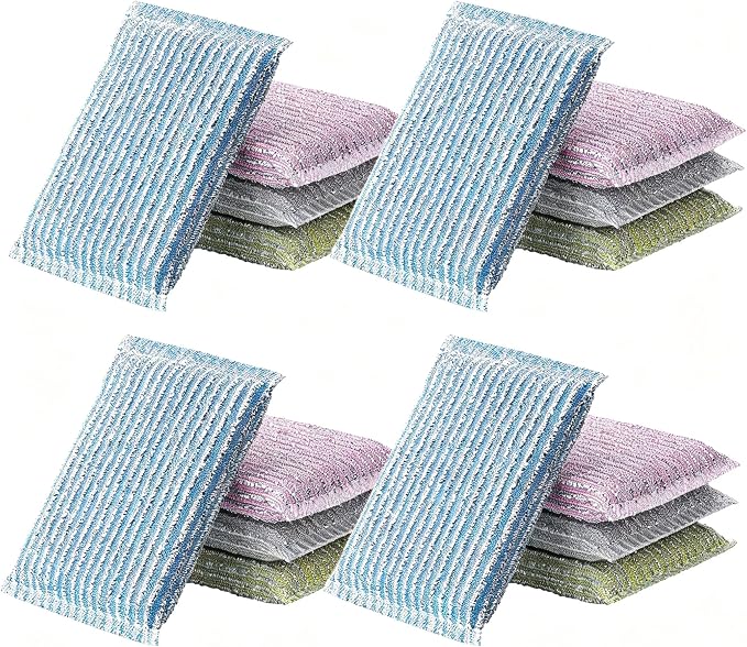 Non-Scratch Kitchen Cleaning Scrub Pads -16 Pack Random Color, 12.5x8.5 cm Gentle Scrubbers for Non-Stick Cookware Dishes FORUMALL (16PCS)
