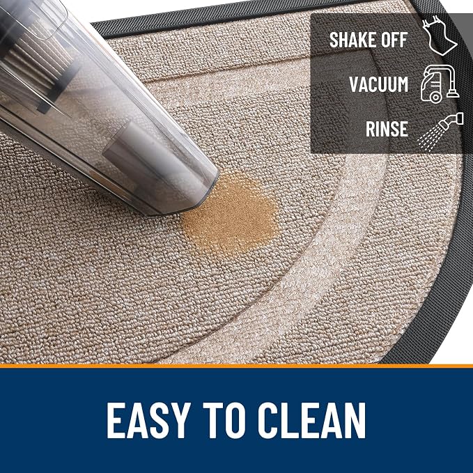 OLANLY Half Circle Front Door Mat Outside 33x21 All-Season Rubber Doormat | Camel, Absorbent, Heavy-Duty, Stain and Fade Resistant, Waterproof Non-Slip Backing, Low-Profile Indoor Outdoor Entryway Mat