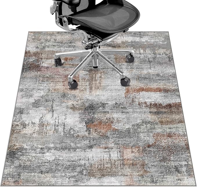 Office Chair Mat for Hardwood Floor&Tile Floor,36"X 48"-Abstract Grey | Heavy Duty Desk Chair Mat for Hard Floors,Under Desk Rug for Rolling Computer Chair,Anti Slip,Low Pile Carpet Floor