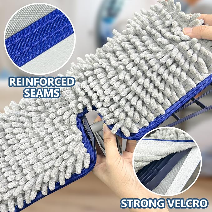 Reusable Mop Pads for Enspoway Dust Mop: Double-Sided Microfiber Refills | Washable Chenille Absorbent Pads Replacement for Hardwood Laminate Kitchen Bathroom Tile Floor Cleaning, Only for B0FRDZDTMP