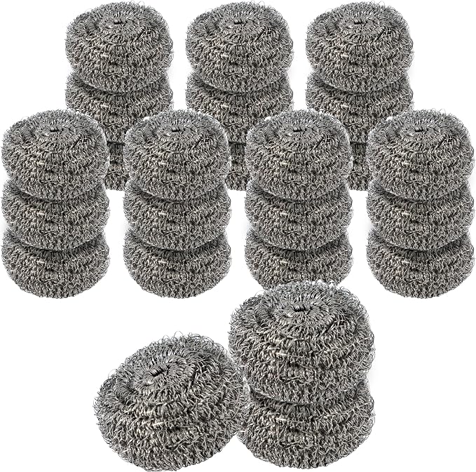 Superio Stainless Steel Scourers Steel Wool Scrubber Pad Used for Dishes, Pots, Pans, Grill, Stoves, and Ovens, Easy scouring for Tough Kitchen Cleaning Pack of 24