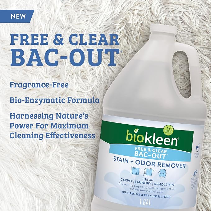 Biokleen Bac Out Enzyme Cleaner, Stain & Pet Odor Eliminator, Unscented | Pet Stain Remover for Carpet, Enzymatic Cleaner for Dog Urine, Cat Urine Enzyme Cleaner Destroyer, Eco-Friendly, Non-Toxic