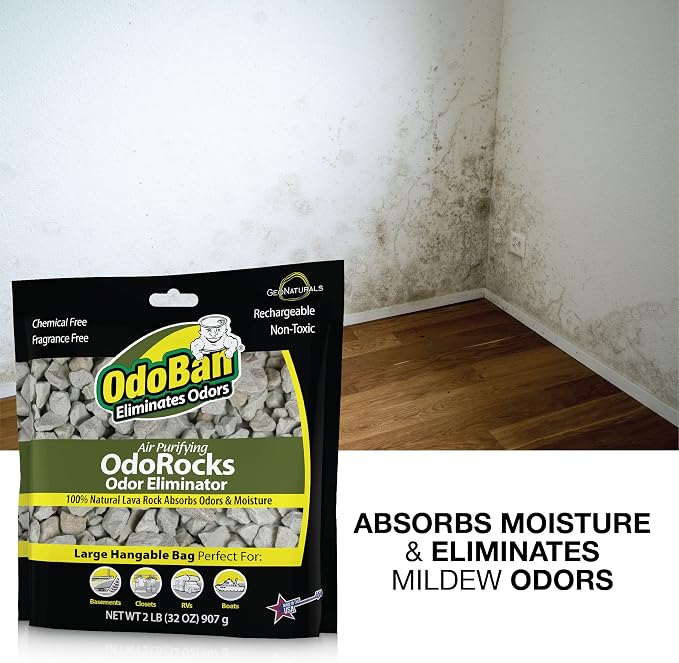 OdoBan Air Purifying OdoRocks Natural Odor Eliminator Made from Natural Volcanic Rocks, 2 Pound Bag, Fragrance Free (Pack of 2)