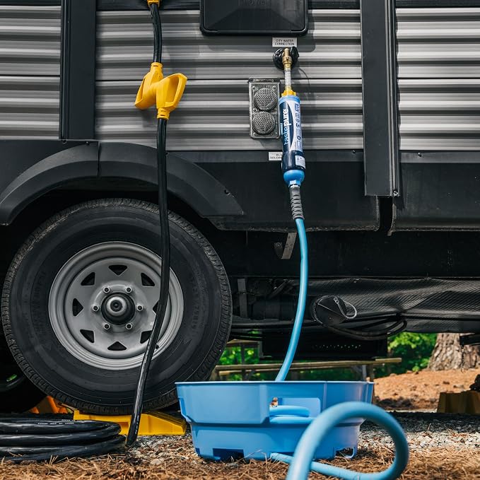 Camco EVOFlex 35-Ft RV Drinking Water Hose - Features Extra Flexible Design w/Stainless Steel Strain Relief Ends - Lead-Free, BPA-Free and Phthalate-Free - 5/8” Inside Diameter (22595)