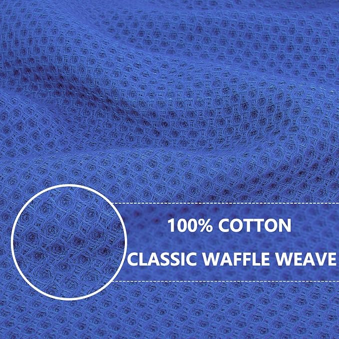 Homaxy 100% Cotton Waffle Weave Kitchen Dish Towels 4-Pack, Blueberry | 13 x 28 Inches, Ultra Soft Absorbent Dish Towels, Quick Drying Cleaning Towels