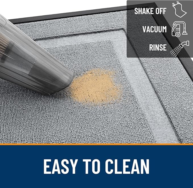 OLANLY Front Door Mat Outside 47x32, All-Season Heavy-Duty Rubber Doormat | Ash Gray, Absorbent, Stain and Fade Resistant, Waterproof Non-Slip Backing, Low-Profile Indoor Outdoor Floor Mat for Entryway
