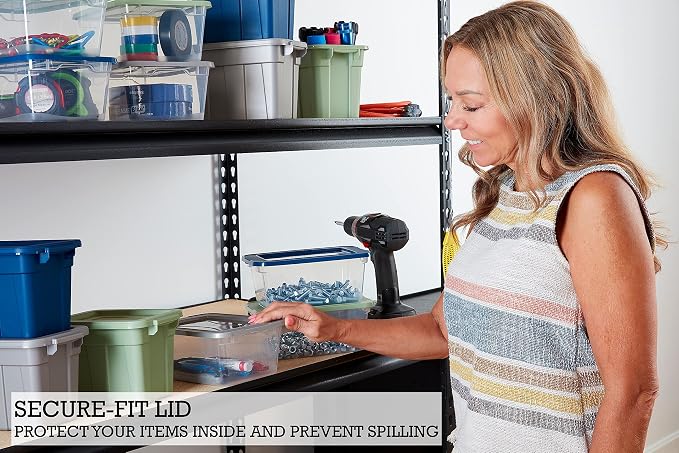 Small Spaces Clear Storage Bins with Lids, 6 Pack, Stackable Small Plastic Containers for Organization and Storage, Great for Home or Office, 2 Quart Clear Bins with Assorted Lids
