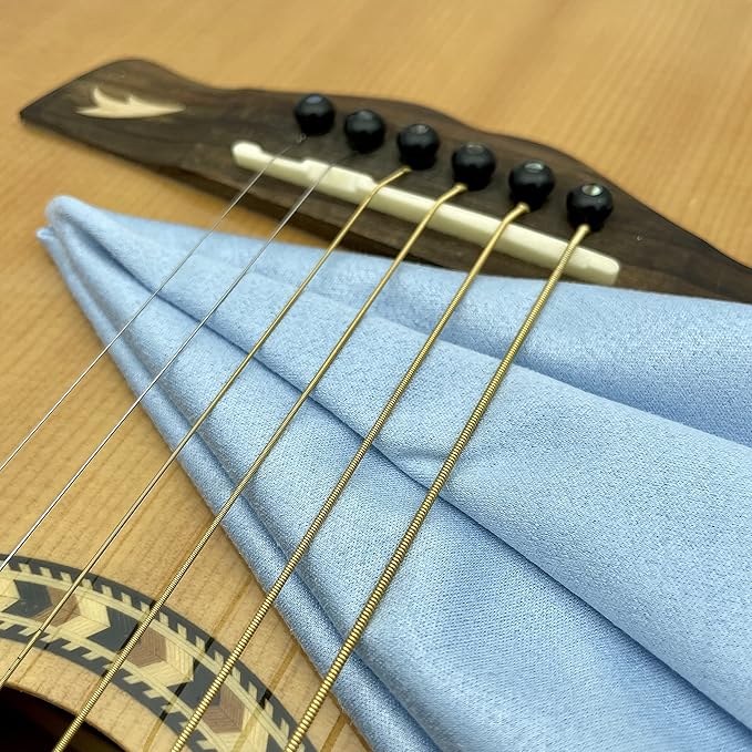 AAwipes Guitar Cloths Microfiber Blue 6pcs 12"x12" Plush Polishing Cloths | For Musical Instruments Premium Cleaning Cloths For Guitar Piano Clarinet Trumpet Sax Universal (U2912)
