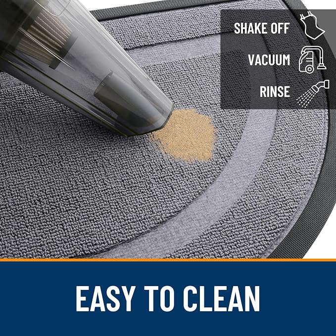 OLANLY Half Circle Front Door Mat Outside 29.5x17 All-Season Rubber Doormat | Classic Gray, Absorbent, Heavy-Duty, Stain and Fade Resistant, Non-Slip Backing, Low-Profile Indoor Outdoor Entryway Mat