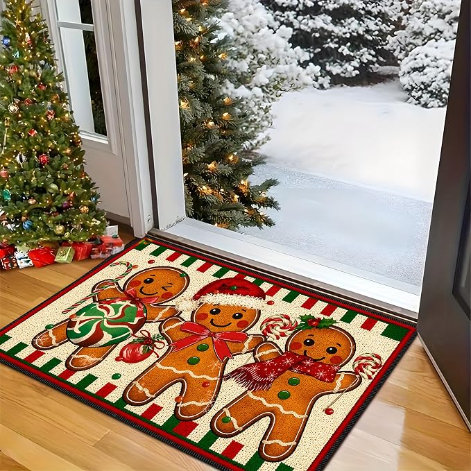 Gingerbread Christmas Rug 15.7x23.6 in, Faux Cashmere Non Slip Mat (Gingerbread Man, 15.7x23.6inch)