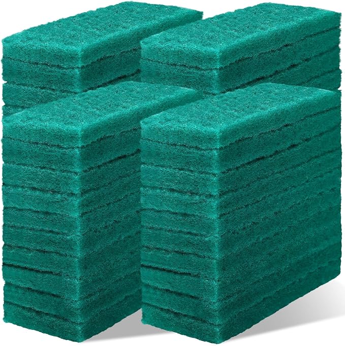 Eccliy 40 Pcs Non Scratch Scrubbing Pad Reusable Kitchen Dish Scrubber Scouring Sponge Pads Multi Purpose for Kitchen Household Cleaning Supplies, 10 x 4 Inch (Green)
