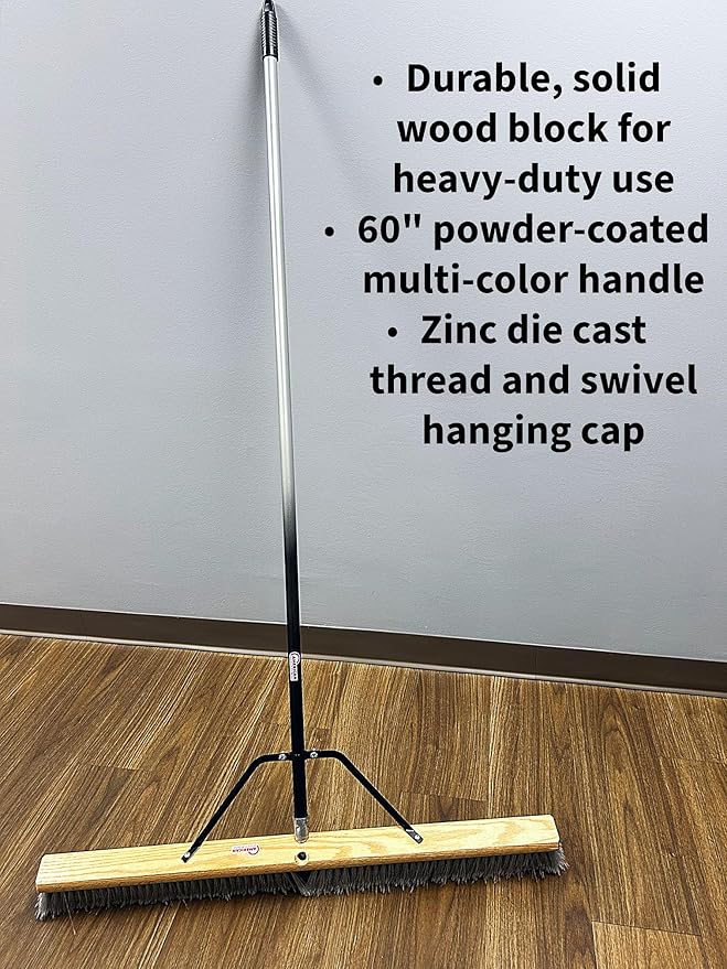 Pbma36004 Heavy Duty 36" Multi-Surface Push Broom with Silver/Black Handle