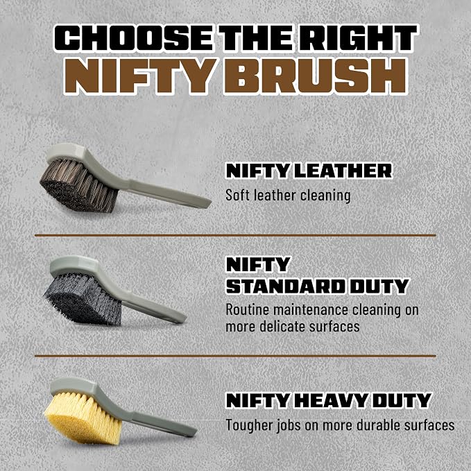 Chemical Guys, Nifty Leather Detailing Brush, Synthetic Horse Hair | Safe on genuine, synthetic, vegan, colored leather, angled head keeps hands clean, pairs with Chemical Guys Leather Cleaner