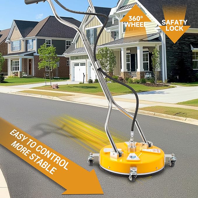 RIDGE WASHER Power Washer Surface Cleaner with Dual Handle, 16.5 Inch | Pressure Washer Surface Cleaner with 4 Wheels, 4000 PSI, For Driveways, Sidewalks, Patios, Decks