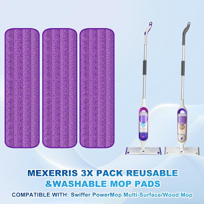 Spray Mops for Floor Cleaning: Hardwood Floor Mop with 2 Bottles Refillable | 3 Washable Pads for Swiffer PowerMop, 360° Swivel Head, Wet Mop Reusable, Commercial Dust Mop for Wood Laminate Ceramic Tiles