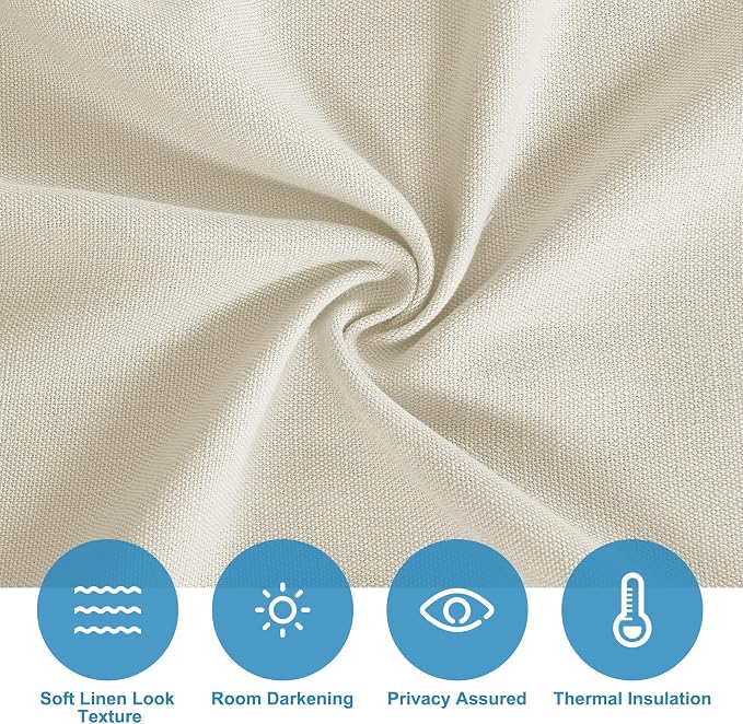 RYB HOME Thick Faux Linen Weave Textured Curtains for French Door Tie up Window Covers Sidelight Door Curtains Blinds for Patio, 1 Piece, 26W x 80L Inches,Linen