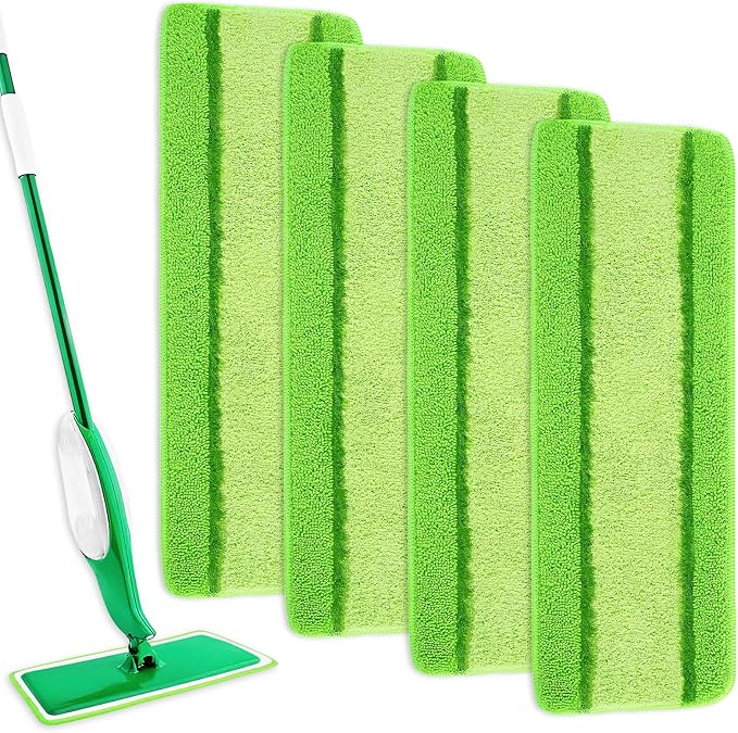 KEEPOW 4 Pack Pads Compatible with Libman Freedom Spray Mop, Reusable Pads | Reusable Microfiber Spray Mop Head Replacement Compatible with Libman Freedom, 16 in Pads for Floor Cleaning, ONLY Pads