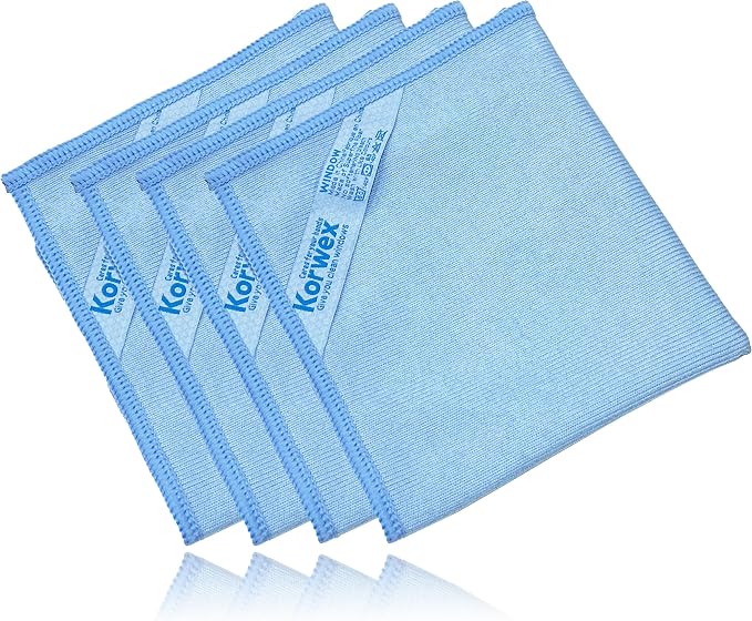 Window Cleaning Cloth, Glass Cleaning Cloth, Streaks Schatches Free. (Blue Pack 4)