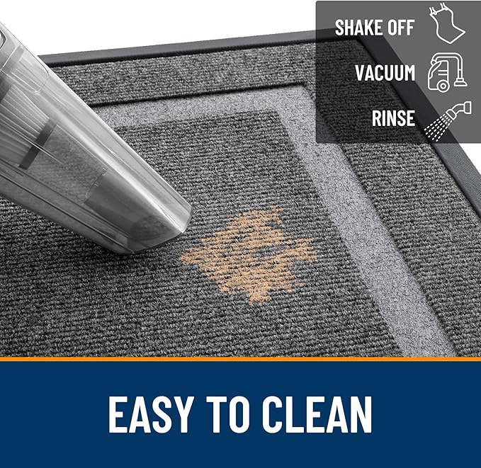 OLANLY Front Door Mat Outside 71x47, All-Season Heavy-Duty Rubber Doormat | Dark Grey, Absorbent, Stain Fade Resistant, Waterproof Non-Slip Backing, Low-Profile Indoor Outdoor Floor Mat for Entryway